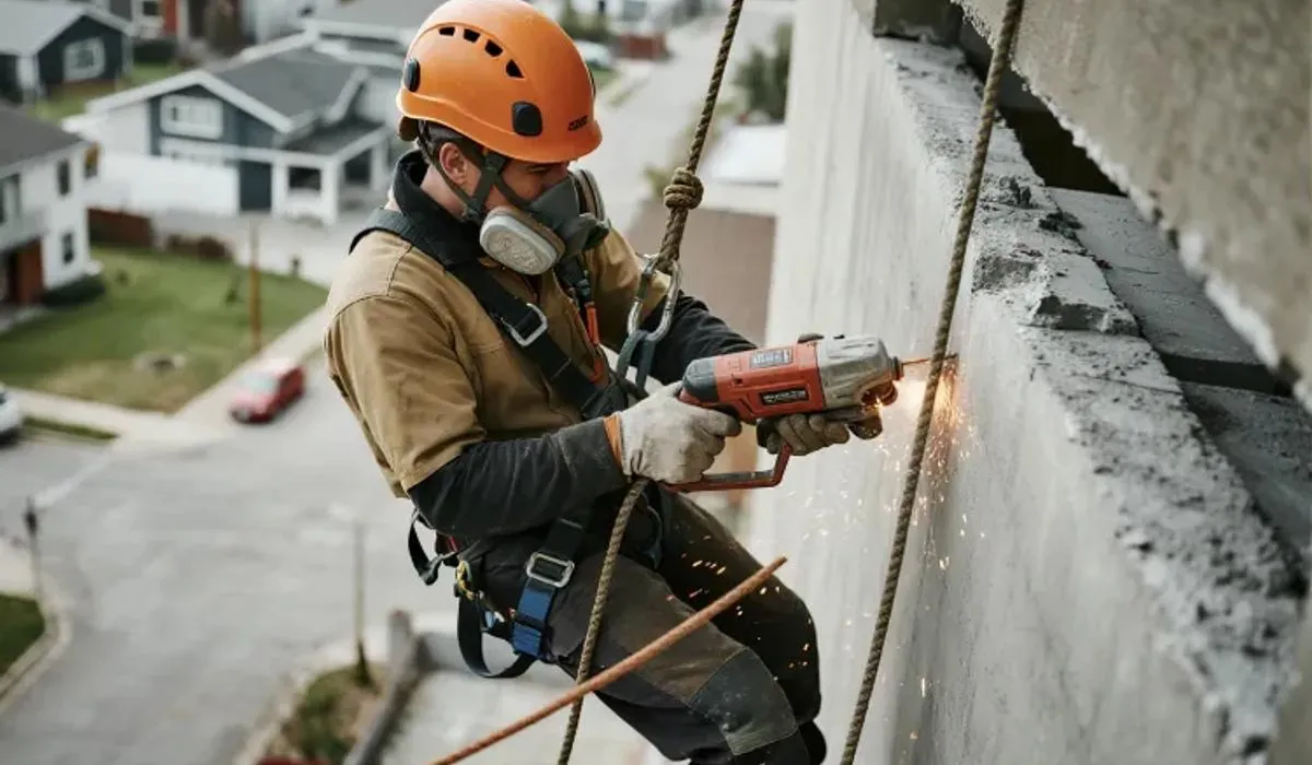 Rope access concrete repair and plastering